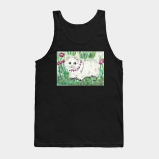 White munchkin kitten art Tank Top